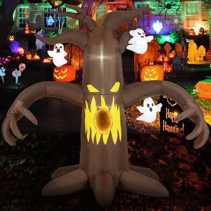 7.8 Ft Halloween Inflatables with Ghost and Dimming Infinity Mirror Light