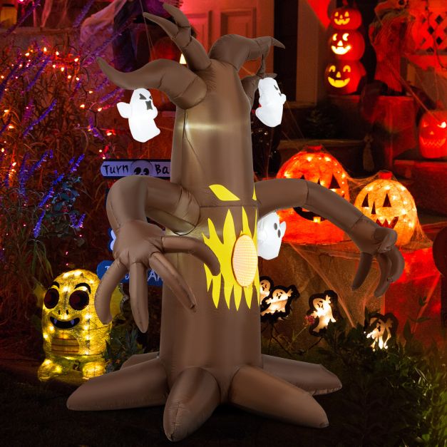 7.8 Ft Halloween Inflatables with Ghost and Dimming Infinity Mirror Light