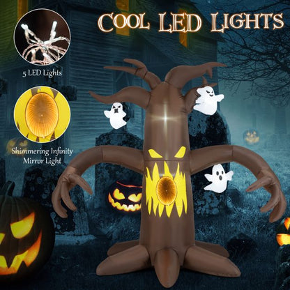 7.8 Ft Halloween Inflatables with Ghost and Dimming Infinity Mirror Light