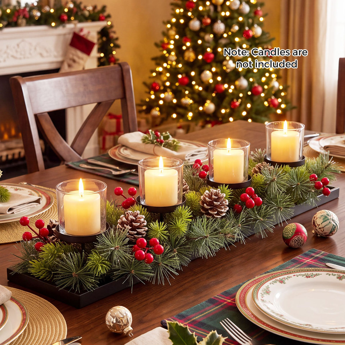 70 CM Foldable Christmas Candle Holder with 4 Candle Trays and 58 Branch Tips