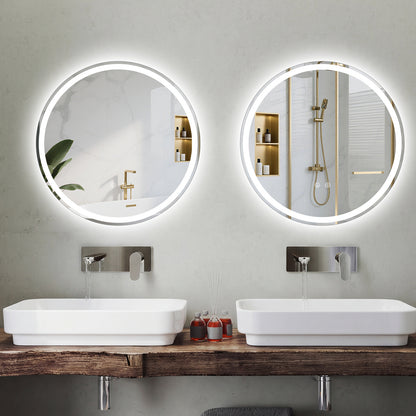 70 CM Round LED Lighted Mirror Wall Mounted with 2 lighting Sources