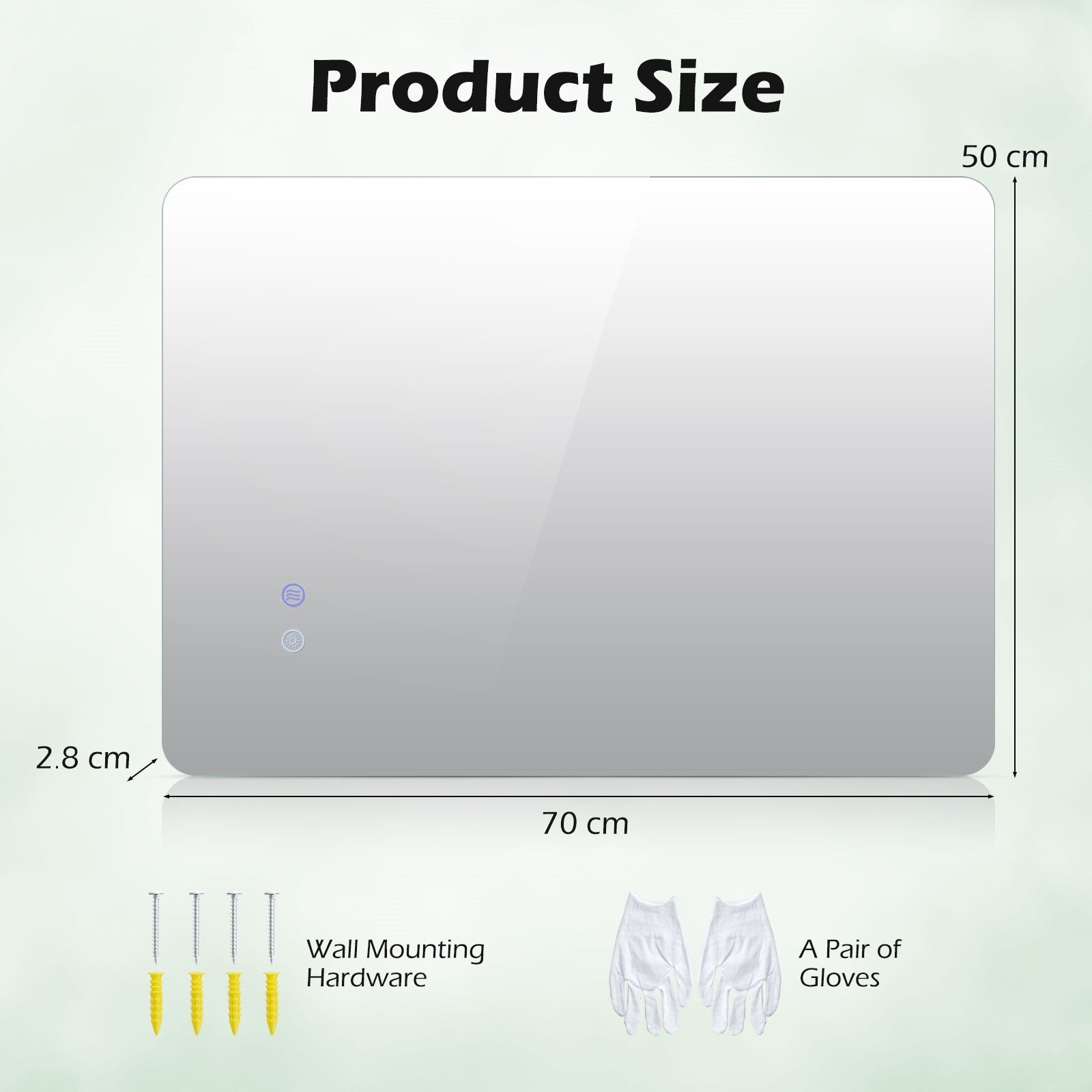 70 cm x 50 cm Rectangle LED Lighted Mirror Wall Mounted Mirror