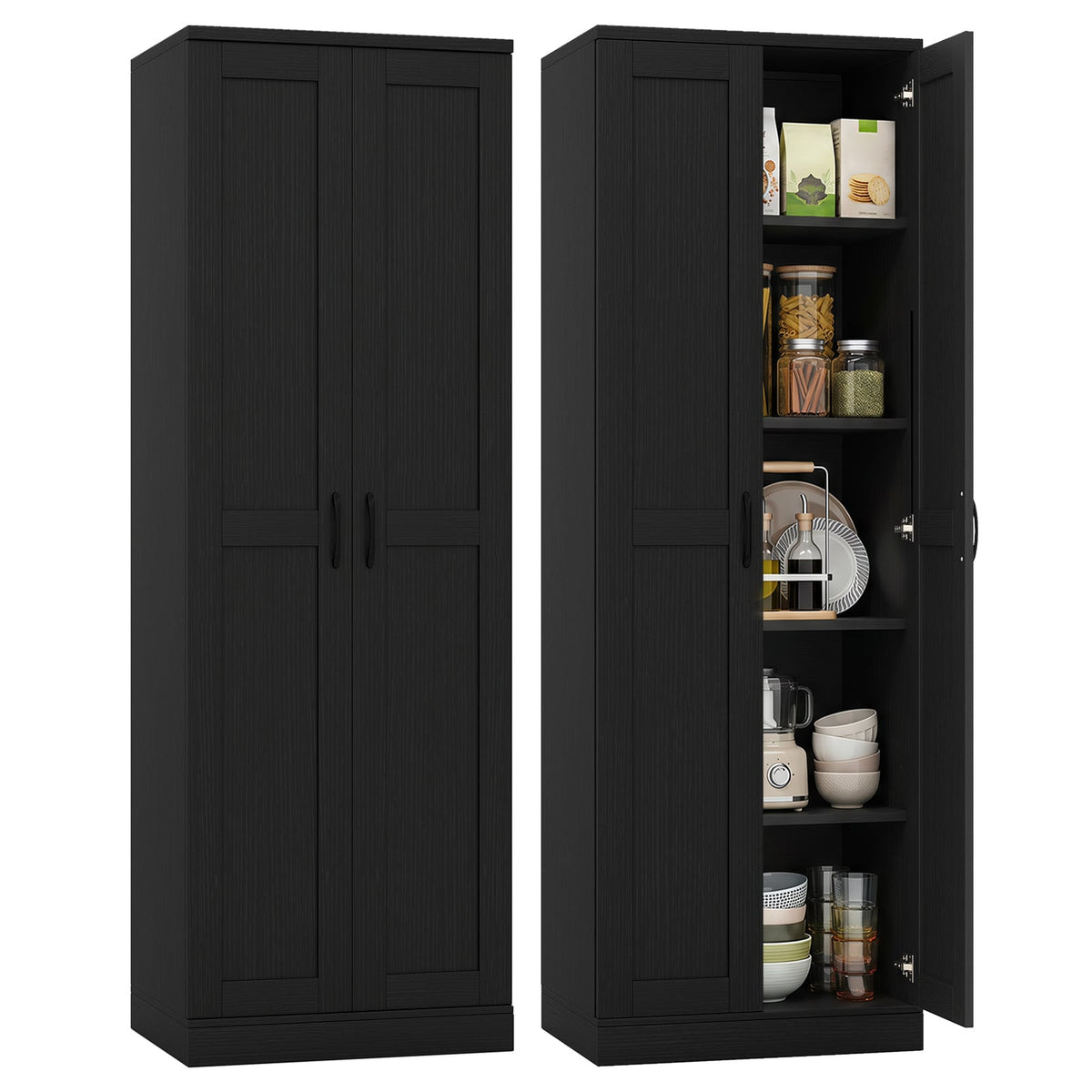 70" Tall Storage Cabinet in Black