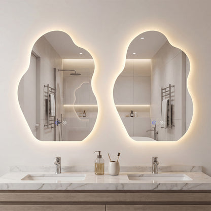 70 x 50 CM Irregular LED Bathroom Mirror with 3 Light Colors