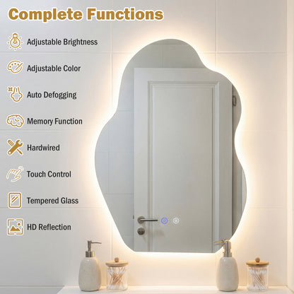 70 x 50 CM Irregular LED Bathroom Mirror with 3 Light Colors