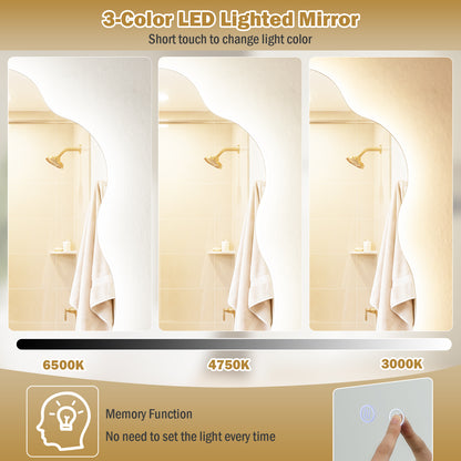 70 x 50 CM Irregular LED Bathroom Mirror with 3 Light Colors