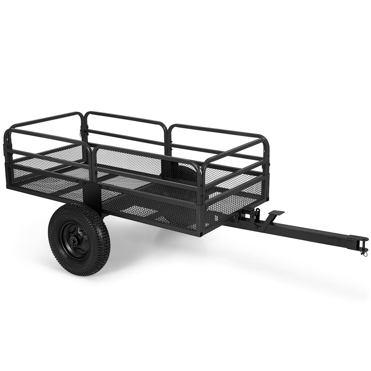 700 KG Capacity 0.5 m³ Heavy Duty Metal Dump Cart Trailer for ATV UTV Tractor-Black