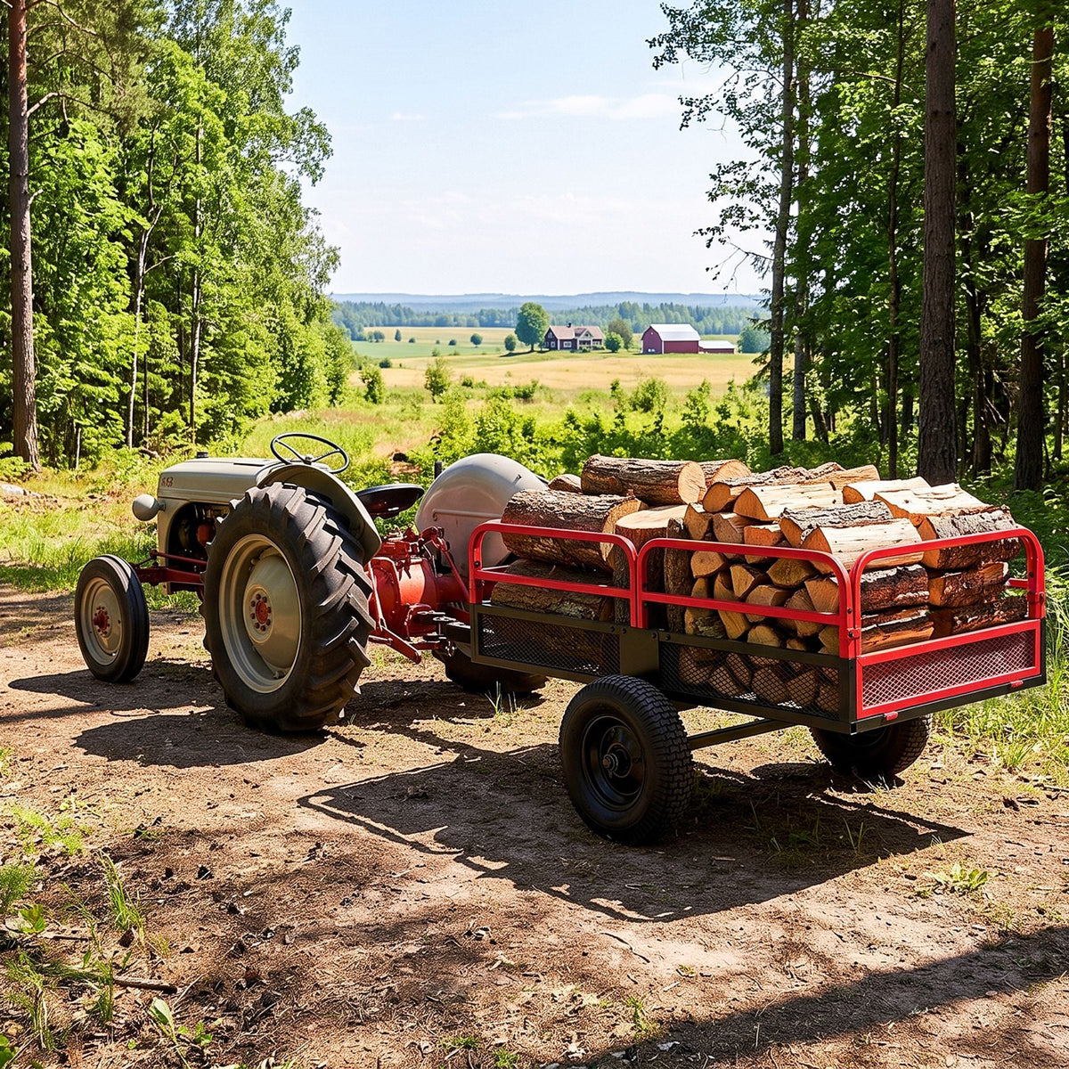 700 KG Capacity 0.5 m³ Heavy Duty Metal Dump Cart Trailer for ATV UTV Tractor-Red