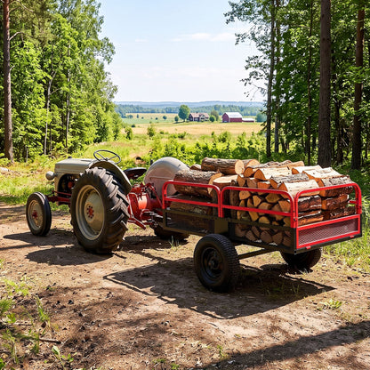 700 KG Capacity 0.5 m³ Heavy Duty Metal Dump Cart Trailer for ATV UTV Tractor-Red