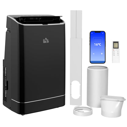 HOMCOM 14000 BTU Mobile Air Conditioner, 35m2, Smart Home WiFi, with Dehumidifier, Fan, 24H Timer, Window Kit, Black