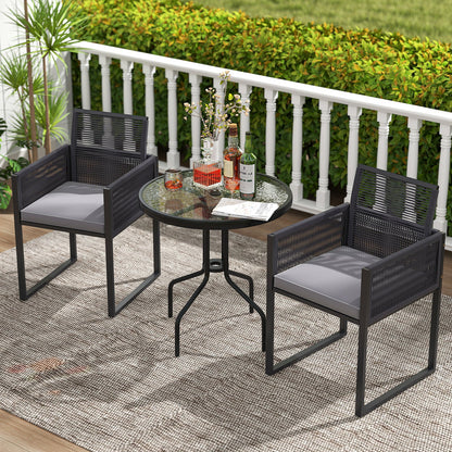 70CM Patio Dining Table with Heavy-Duty Metal Frame and Rippled Tempered Glass Top