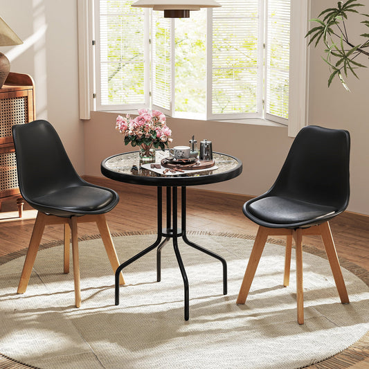 70CM Patio Dining Table with Heavy-Duty Metal Frame and Rippled Tempered Glass Top