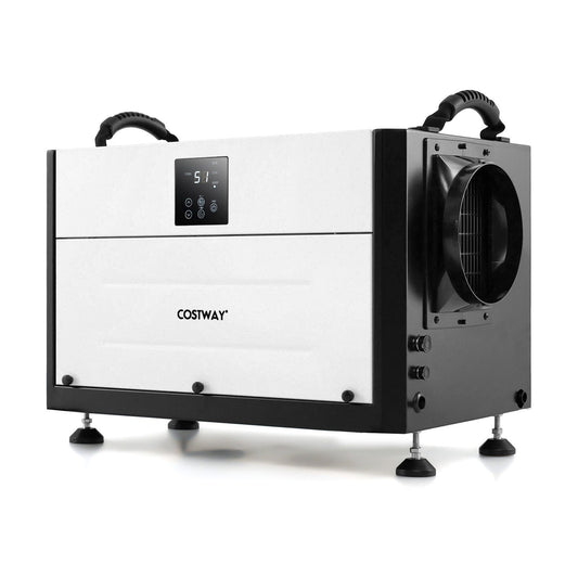 50/70L/Day Industrial Dehumidifier with Pump and Drain Hose-White-70L