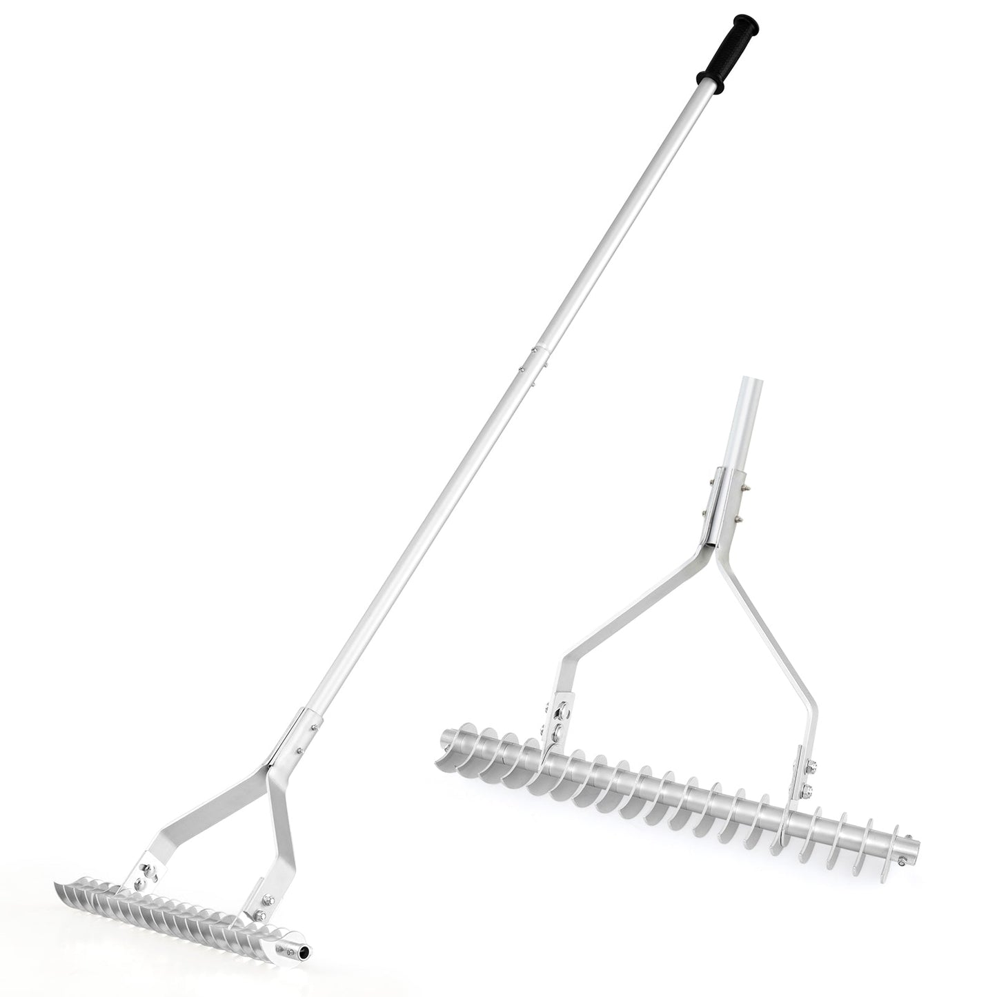 178 cm Garden Thatch Rake with Long Handle and 19 Curved Tines