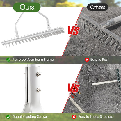 178 cm Garden Thatch Rake with Long Handle and 19 Curved Tines