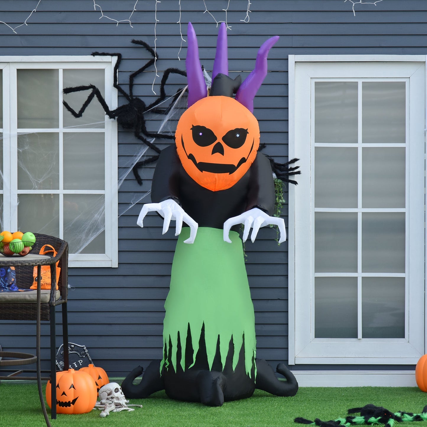 HOMCOM Halloween Dynia Duch Nadmuchiwane Światła LED Akcesoria Straszny Upiór Na Zewnątrz Dzieci Impreza Temat Wyświetlacz