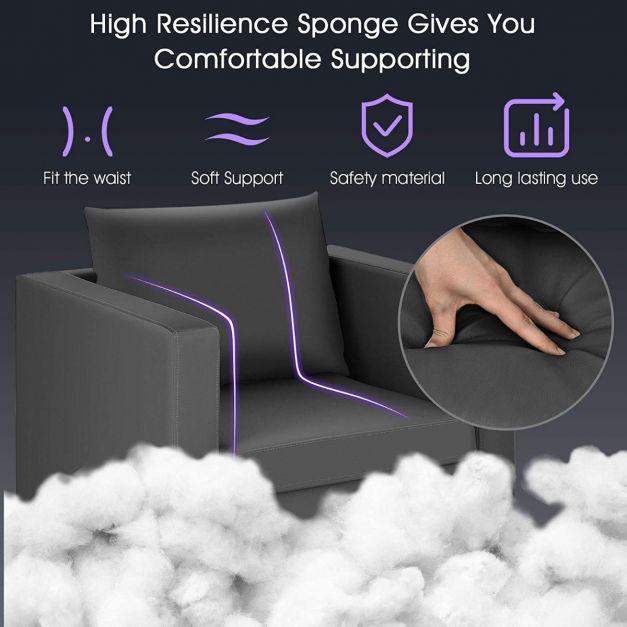 Single PU Leather Accent Tub Chair with Pillow