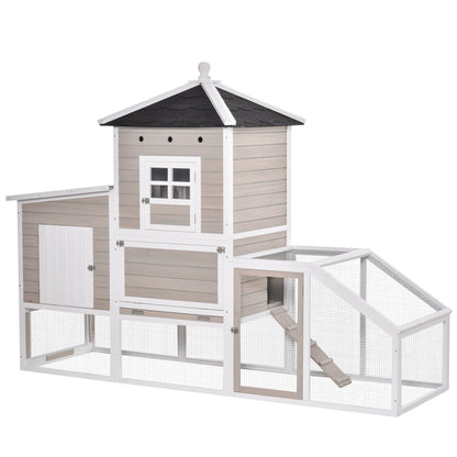 PawHut Wooden Chicken Coop Outdoor Hen House with Removable Tray Separate Nesting Box