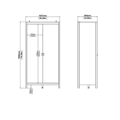 Madrid Wardrobe with 2 doors in Matt Black - Matt Black