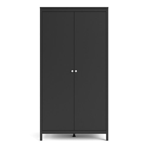 Madrid Wardrobe with 2 doors in Matt Black - Matt Black