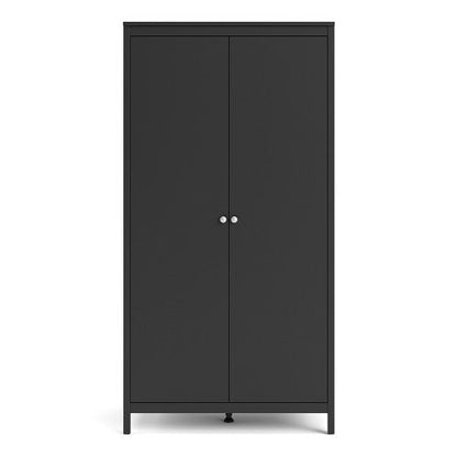 Madrid Wardrobe with 2 doors in Matt Black - Matt Black