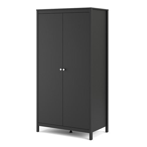 Madrid Wardrobe with 2 doors in Matt Black - Matt Black