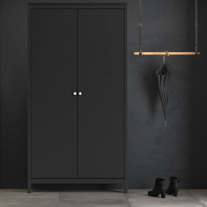 Madrid Wardrobe with 2 doors in Matt Black - Matt Black