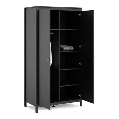 Madrid Wardrobe with 2 doors in Matt Black - Matt Black