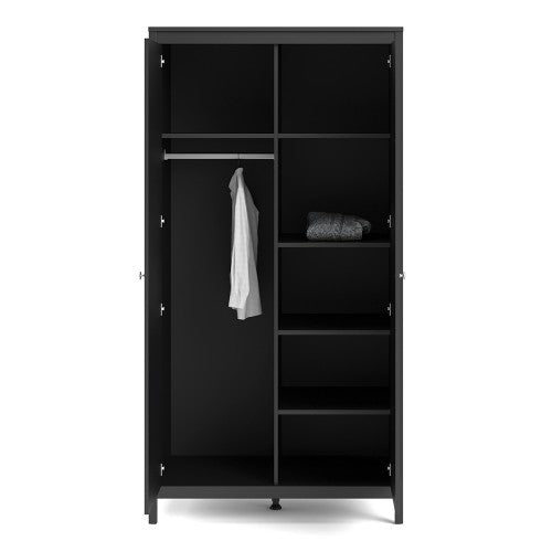 Madrid Wardrobe with 2 doors in Matt Black - Matt Black