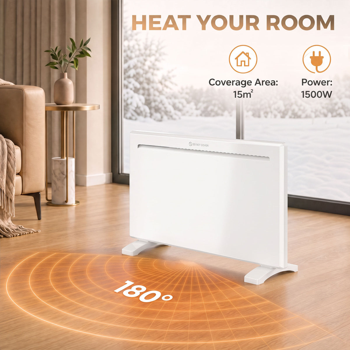 HOMCOM Smart Panel Heater Wall Mounted/Freestanding, Electric Heater with Weekly Timer, Open Window & Anti-Frost, 1500W, White
