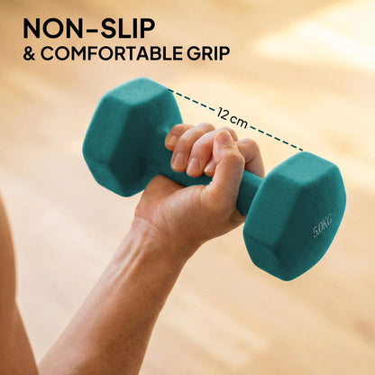 SPORTNOW Hex Dumbbells Set with Dumbbell Rack, Non Slip Hand Weights for Home Gym Strength Training, 2 x 1kg, 2 x 3kg, 2 x 5kg