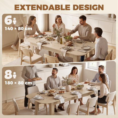 HOMCOM Extendable Oval Dining Table for 4-6, Modern Expandable Kitchen Table, Round Edges, Oak