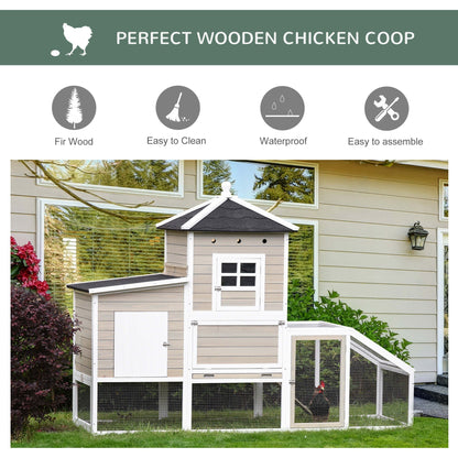 PawHut Wooden Chicken Coop Outdoor Hen House with Removable Tray Separate Nesting Box