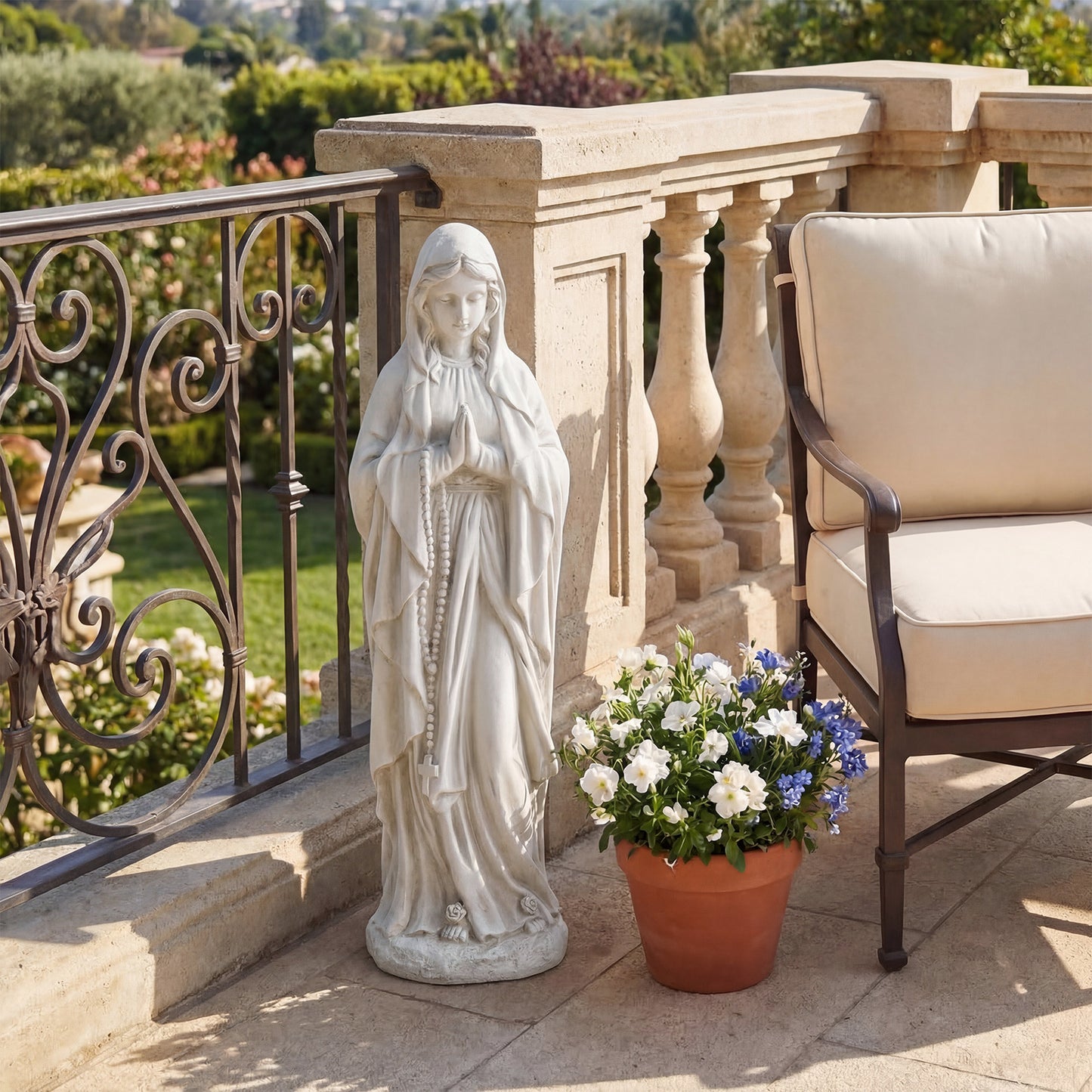 74.5 cm Virgin Mary Statue Outdoor Religious Sculpture with Aged Finish-Grey