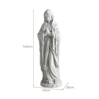 74.5 cm Virgin Mary Statue Outdoor Religious Sculpture with Aged Finish-Grey