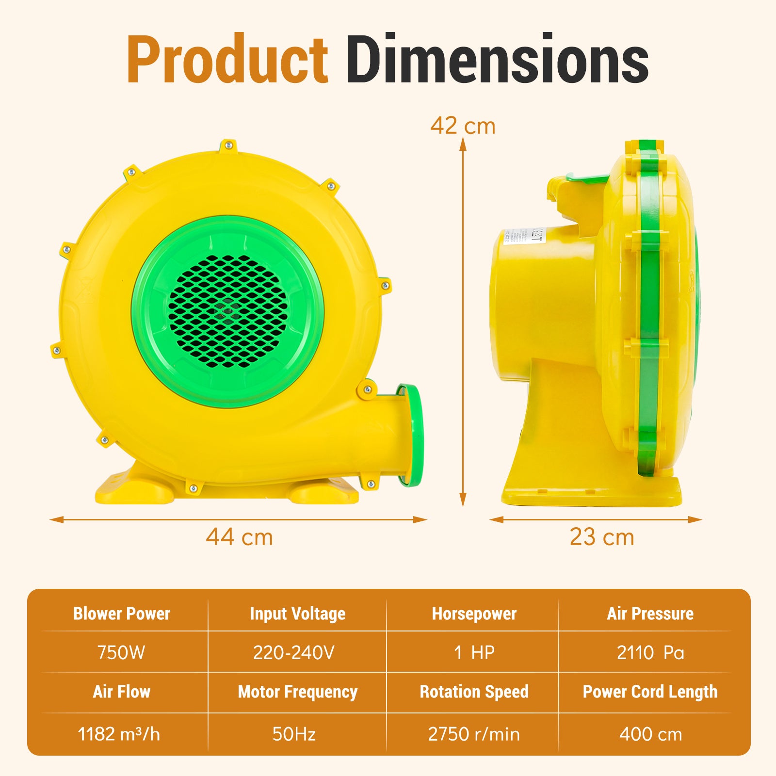 750W Bounce House Air Blower with Handle