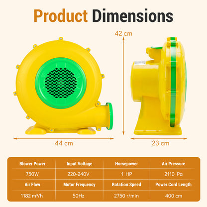 750W Bounce House Air Blower with Handle