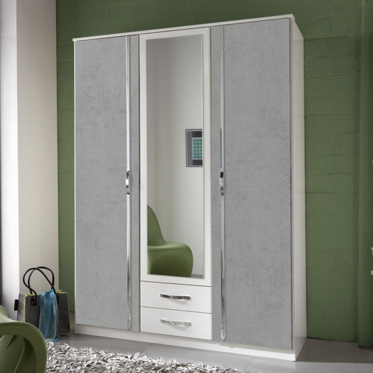 DAYTON 3 Door Wardrobe White and Grey 135cm