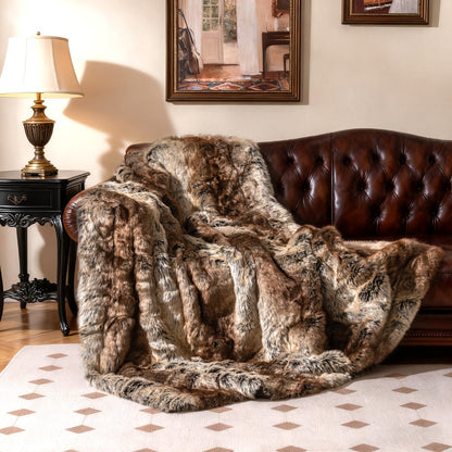 760GSM Soft Plush Fuzzy Luxury Faux Raccoon Fur Blanket