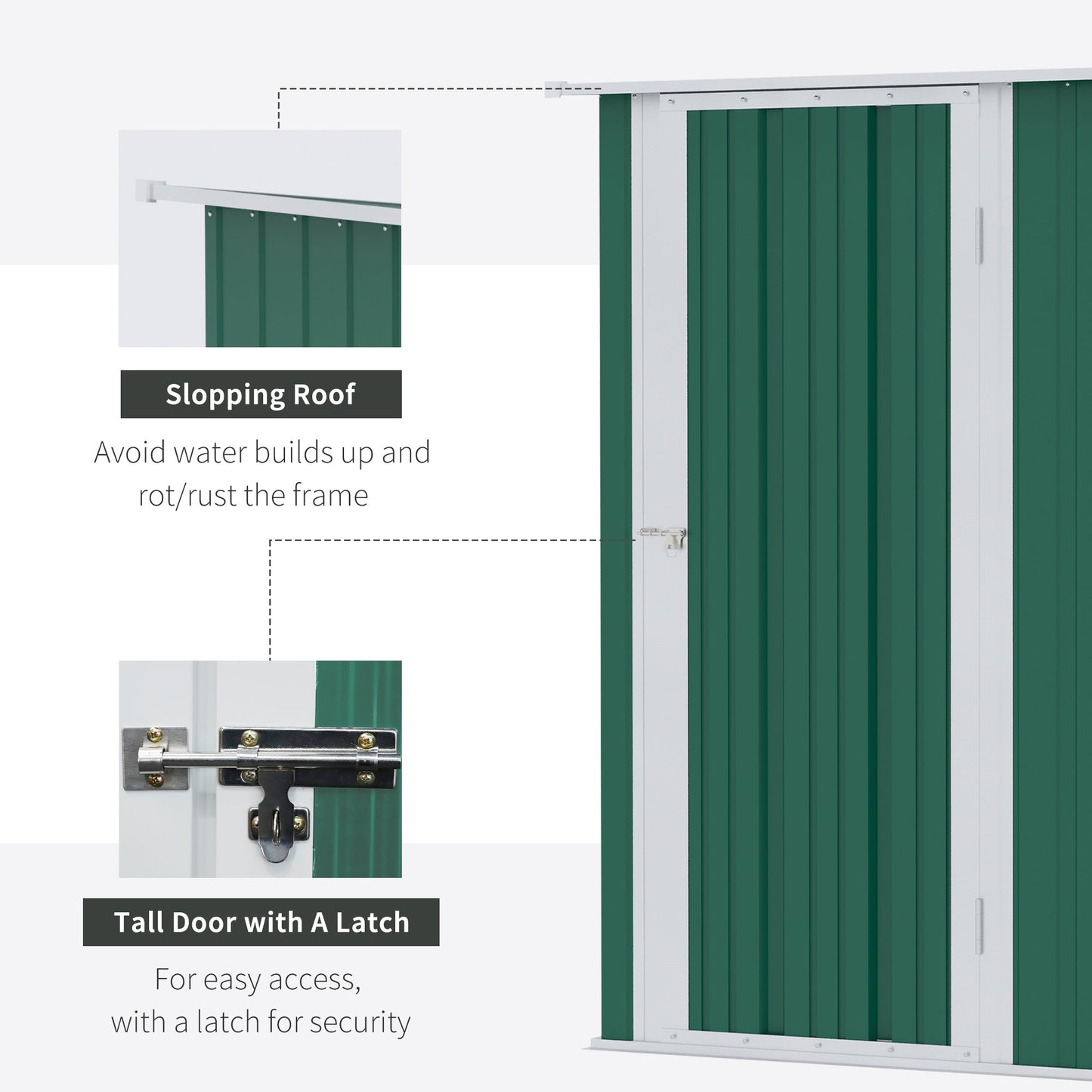 Outsunny 5ft x 3ft Garden Metal Storage Shed, Outdoor Tool Shed with Sloped Roof, Lockable Door for Tools, Equipment, Green