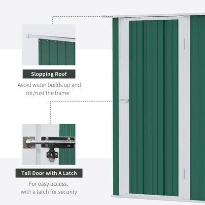 Outsunny 5ft x 3ft Garden Metal Storage Shed, Outdoor Tool Shed with Sloped Roof, Lockable Door for Tools, Equipment, Green