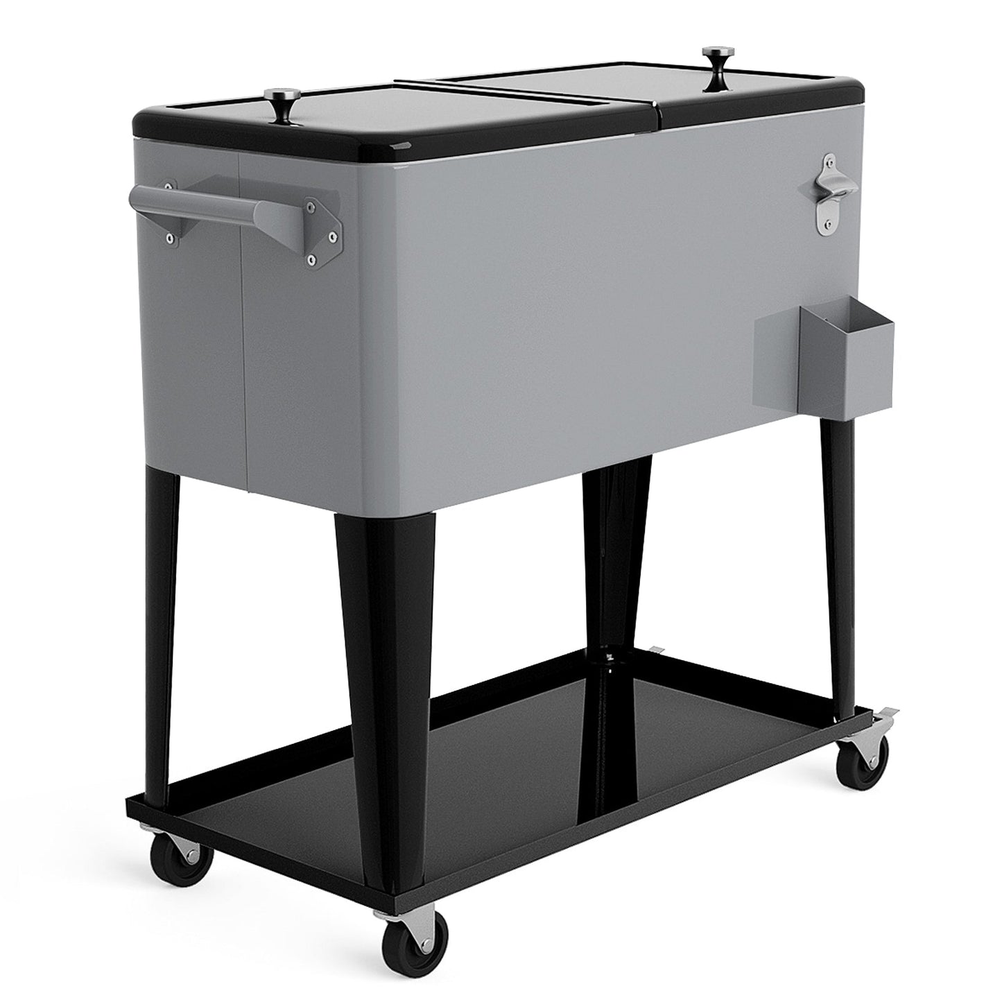 76 litre Outdoor Ice Rolling Cooler Cart-Silver