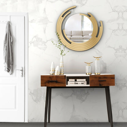 Industrial Console Table with 2 Drawers and Middle Open Shelf