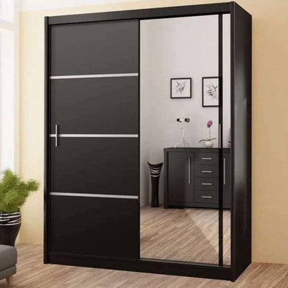 Broadland Sliding Door 203cm Wardrobe with Mirror - White, Black, Sonoma