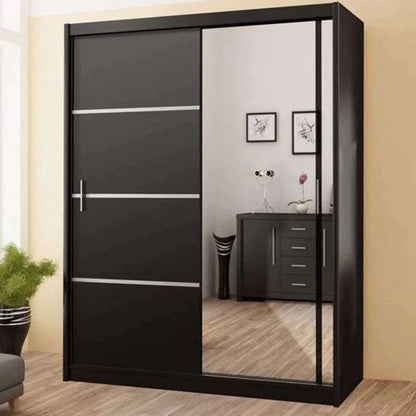 Broadland Sliding Door 203cm Wardrobe with Mirror - Sonoma, Black, White