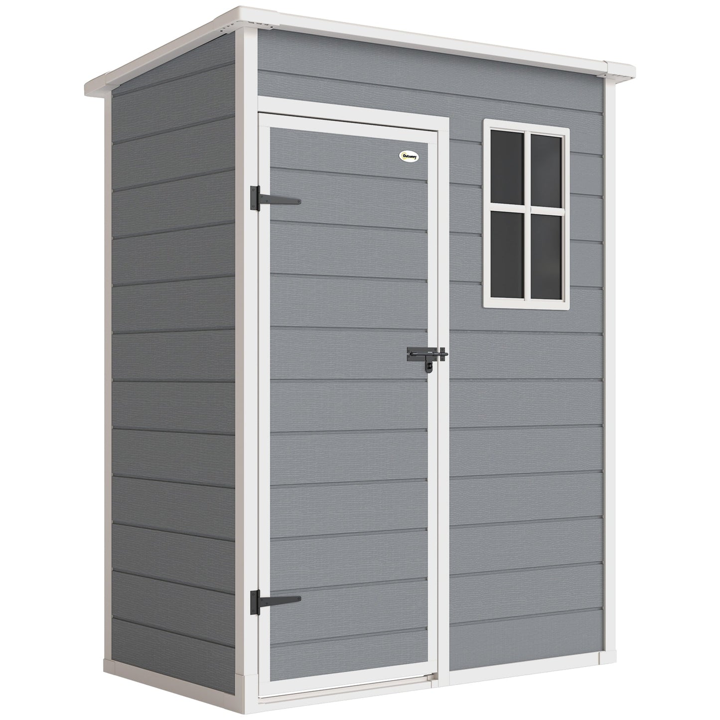 Outsunny 5x3 Storage Shed with Lockable Door, Window & Vent for Garden & Patio, Grey