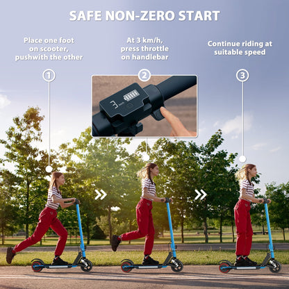 SPORTNOW Folding Electric Scooter for Kids, with Dual Brakes, Front Suspension, LED Colourful Lights, Blue