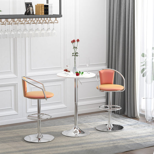 HOMCOM Bar Table _60cm Adjustable Height Round Bistro Table w/ Swivel Top Metal Frame Counter Surface Stylish Kitchen Conservatory White
