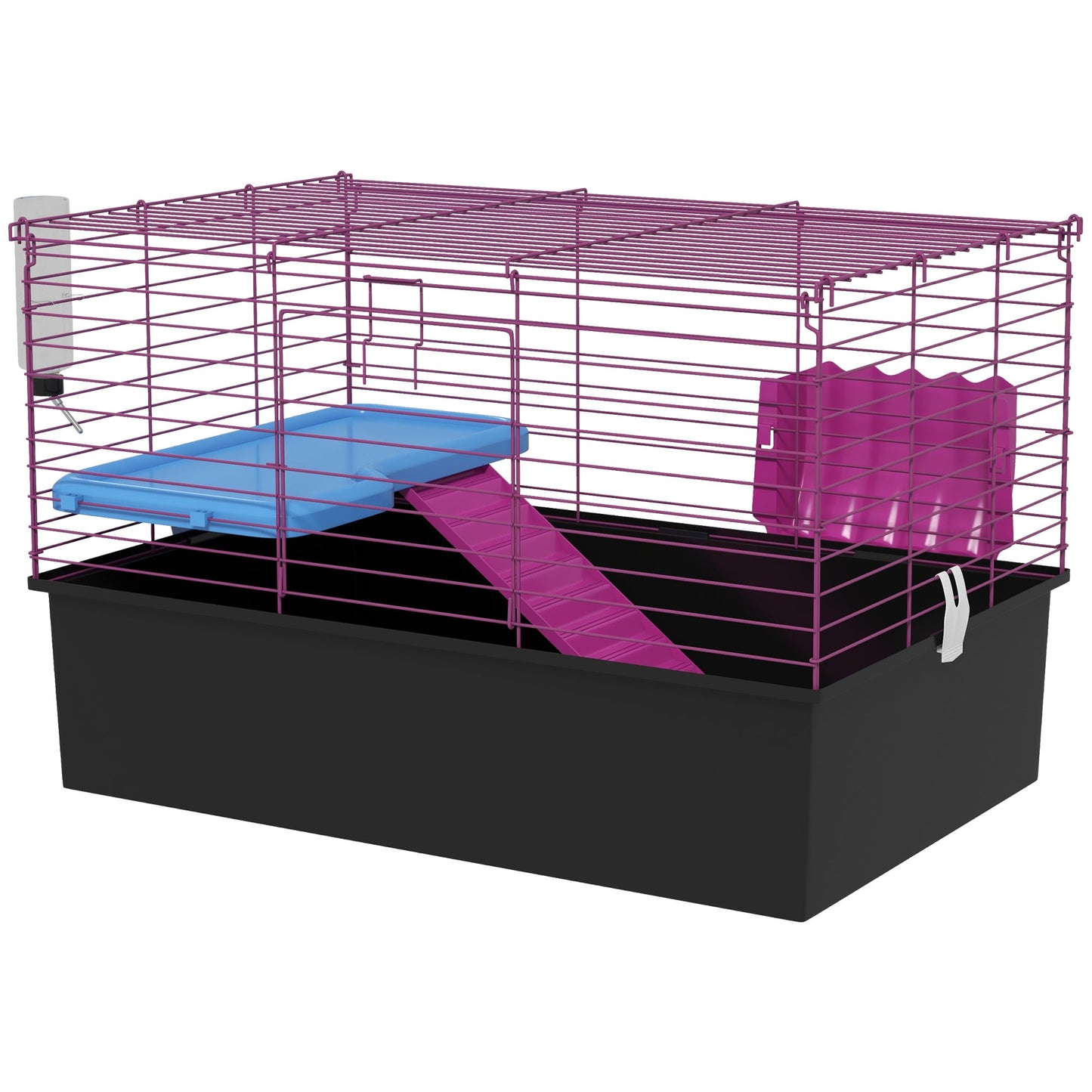 PawHut Chinchillas Small Rabbit Guinea Pig Small Animal Cage, Pet Playhouse, with Platform, Ramp, 71 x 46 x 47cm