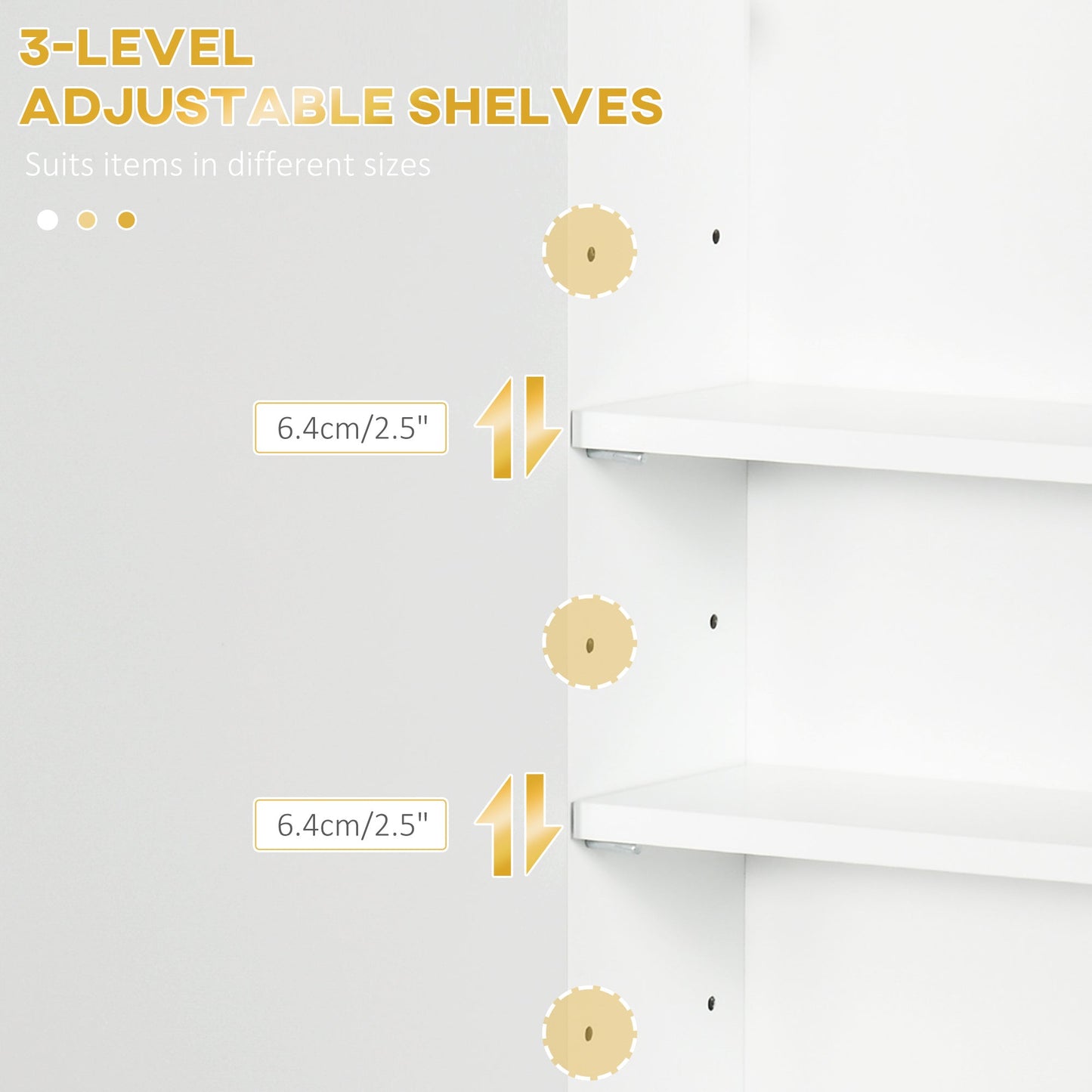 خزانة حائط للحمام من كلينكين، خزانة تخزين فوق المرحاض مع أرفف قابلة للتعديل للممر وغرفة المعيشة، باللون الأبيض